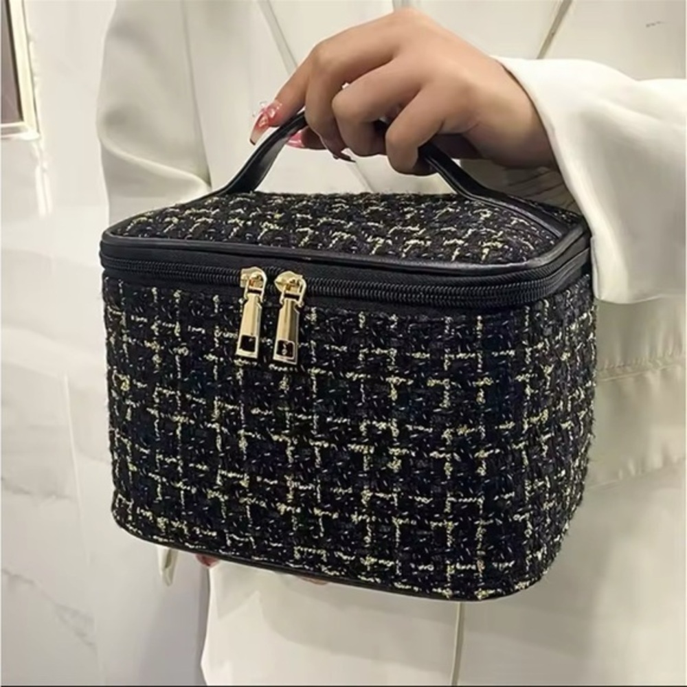NWT Black Tweed Make Up Case